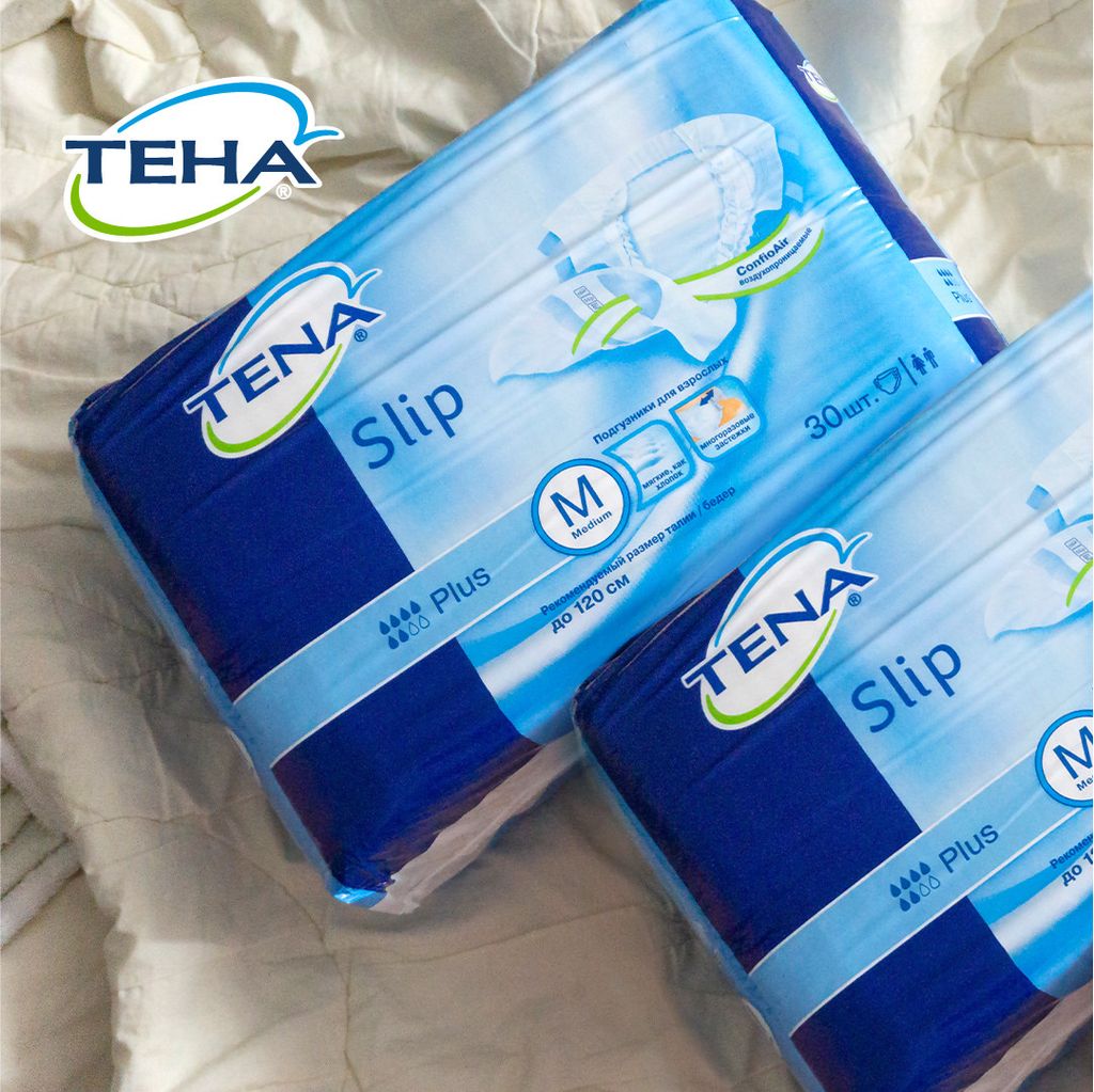 Подгузники для взрослых Tena Slip Plus, Medium M (2), Plus (6 капель), 30 шт.