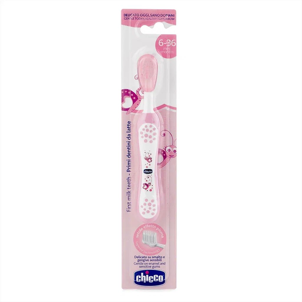 Chicco Щетка зубная для детей мягкая, для детей с 6 до 36 месяцев, щетка зубная, розовая, 1 шт.