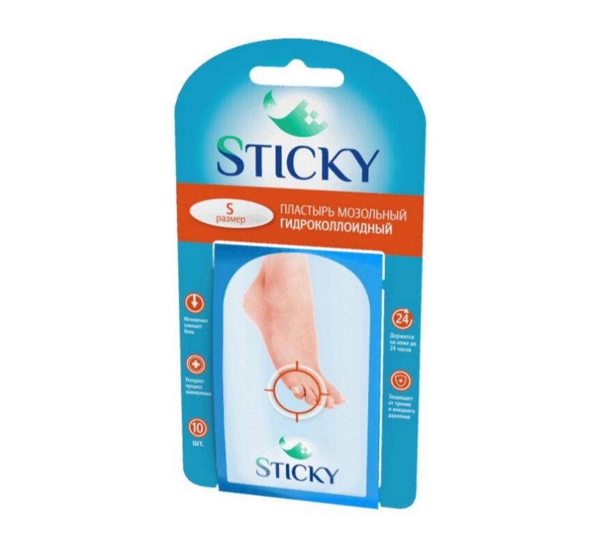 фото упаковки Sticky Пластырь мозольный гидроколлоидный на палец