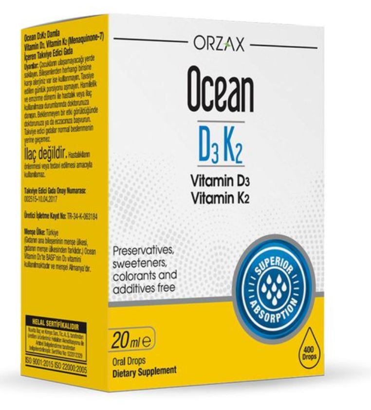 фото упаковки Ocean Orzax Витамин D3+К2, жидкость для приема внутрь, 20 мл, 1 шт. фото упаковки Ocean Orzax Витамин D3+К2