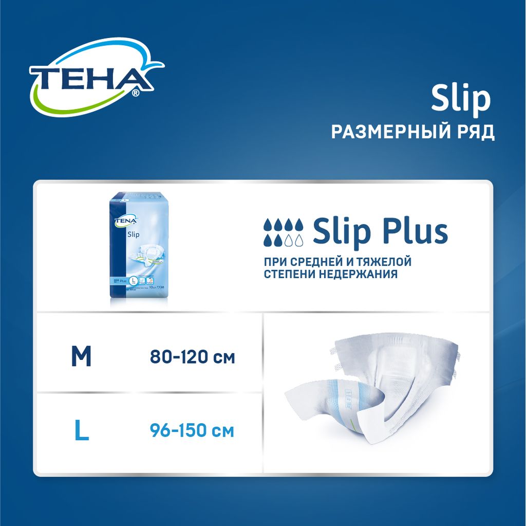 Подгузники для взрослых Tena Slip Plus, Large L (3), 30 шт.