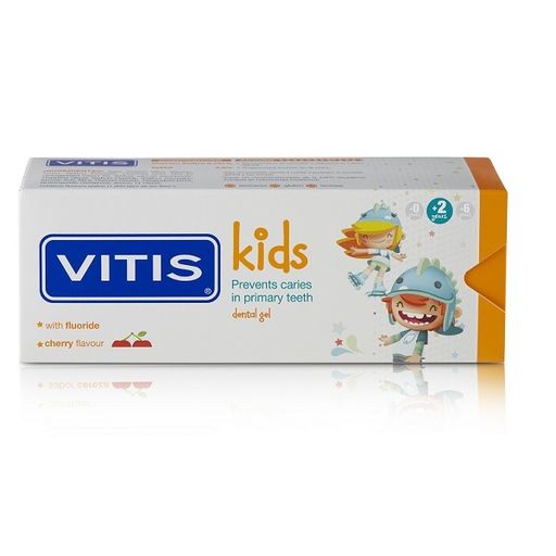 Vitis Kids Зубная паста-гель детская, для детей от 2 до 6 лет, паста-гель, вишневый вкус, 50 мл, 1 шт.
