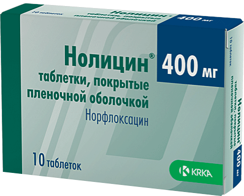 Нолицин, 400 мг, таблетки, покрытые пленочной оболочкой, 10 шт.