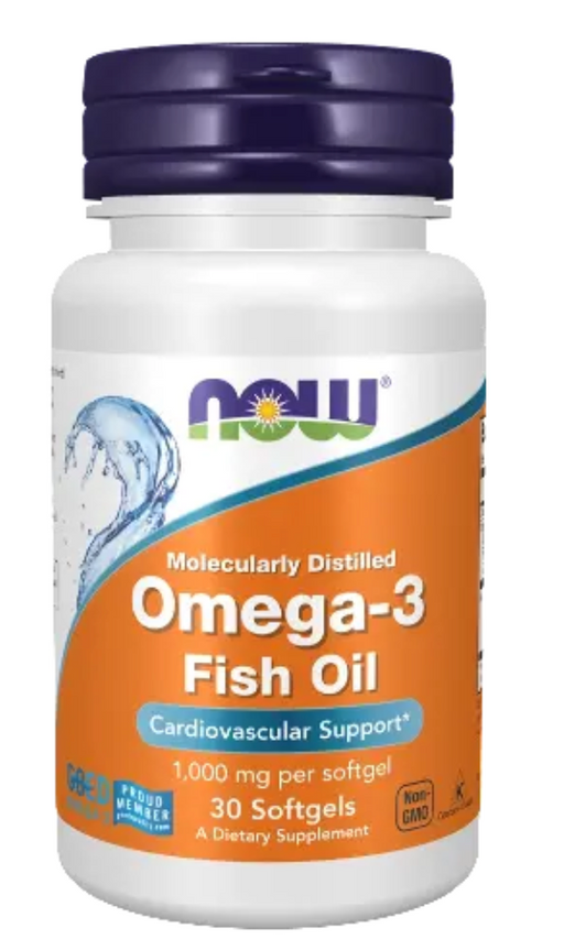 NOW Omega-3, 1000 мг, капсулы желатиновые, 30 шт.