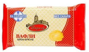 Невские вафли Крем-брюле на сорбите, вафли, без сахара, 105 г, 1 шт.