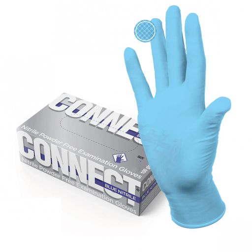 Перчатки смотровые Connect Blue Nitrile нитриловые, M, перчатки неопудренные нестерильные, пара, 50 шт.