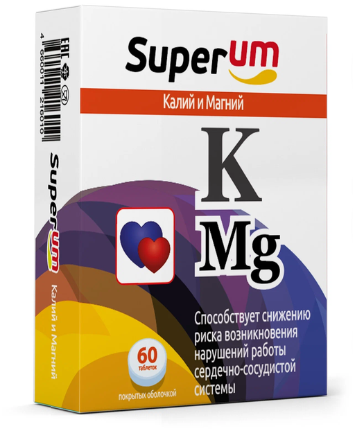 Superum Калий и Магний, таблетки, 60 шт.